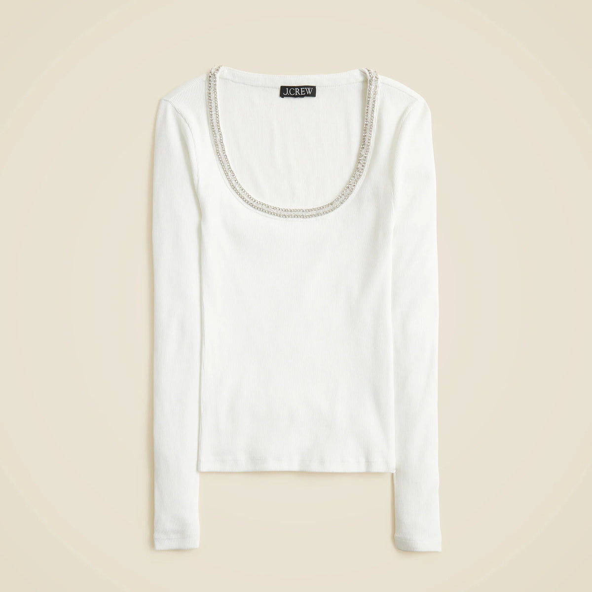 Perfect rib scoopneck T-shirt with embellishments