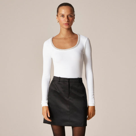 Perfect rib scoopneck T-shirt with embellishments