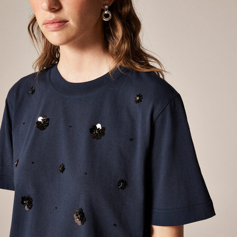 Embellished T-shirt in broken-in jersey