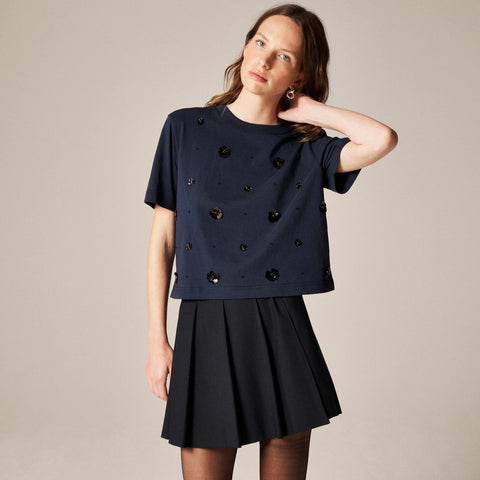 Embellished T-shirt in broken-in jersey