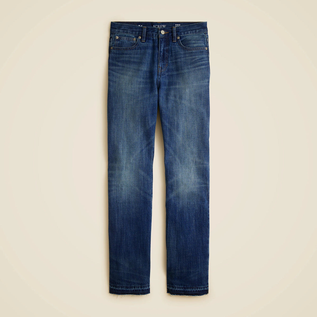 Petite nipped straight jean in rigid