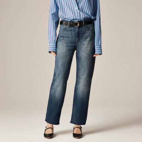 Petite nipped straight jean in rigid