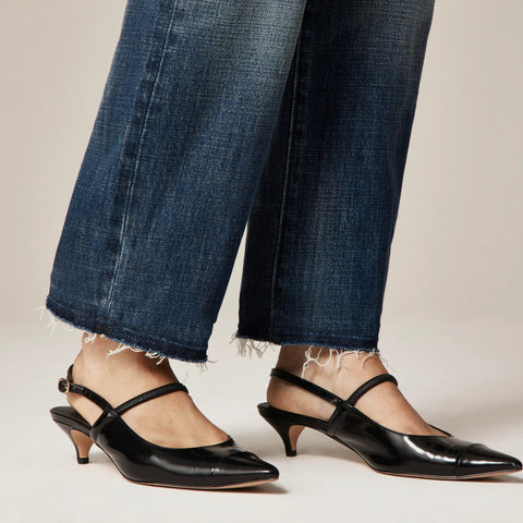 Petite nipped straight jean in rigid