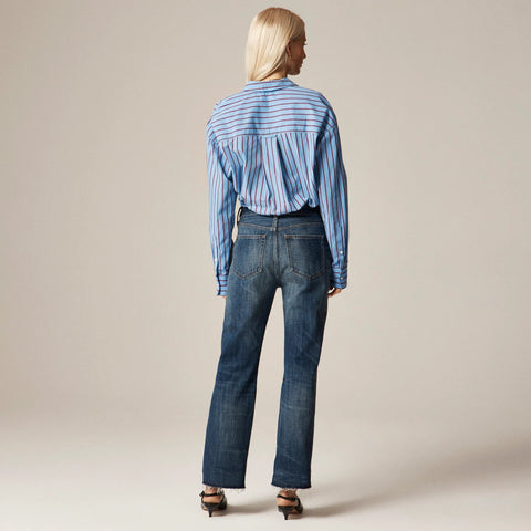 Petite nipped straight jean in rigid