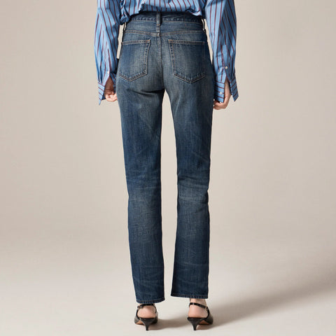 Petite nipped straight jean in rigid