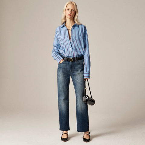 Petite nipped straight jean in rigid