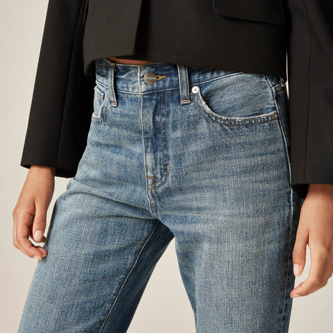 Petite nipped straight jean in rigid