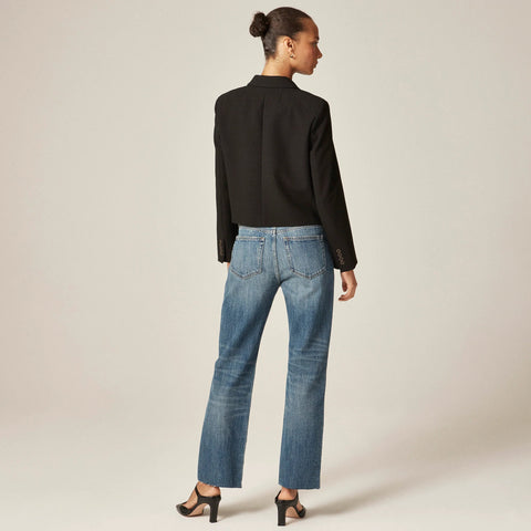 Petite nipped straight jean in rigid