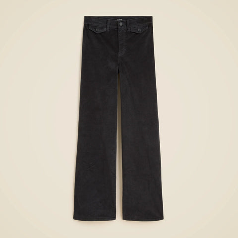 Wide-leg trouser in washed velvet