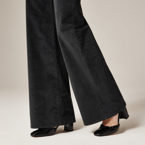 Wide-leg trouser in washed velvet