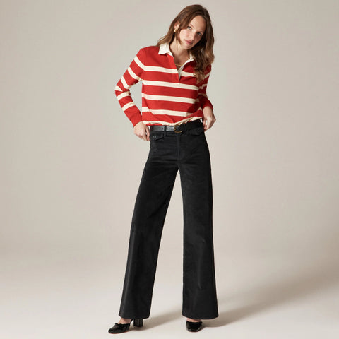 Wide-leg trouser in washed velvet