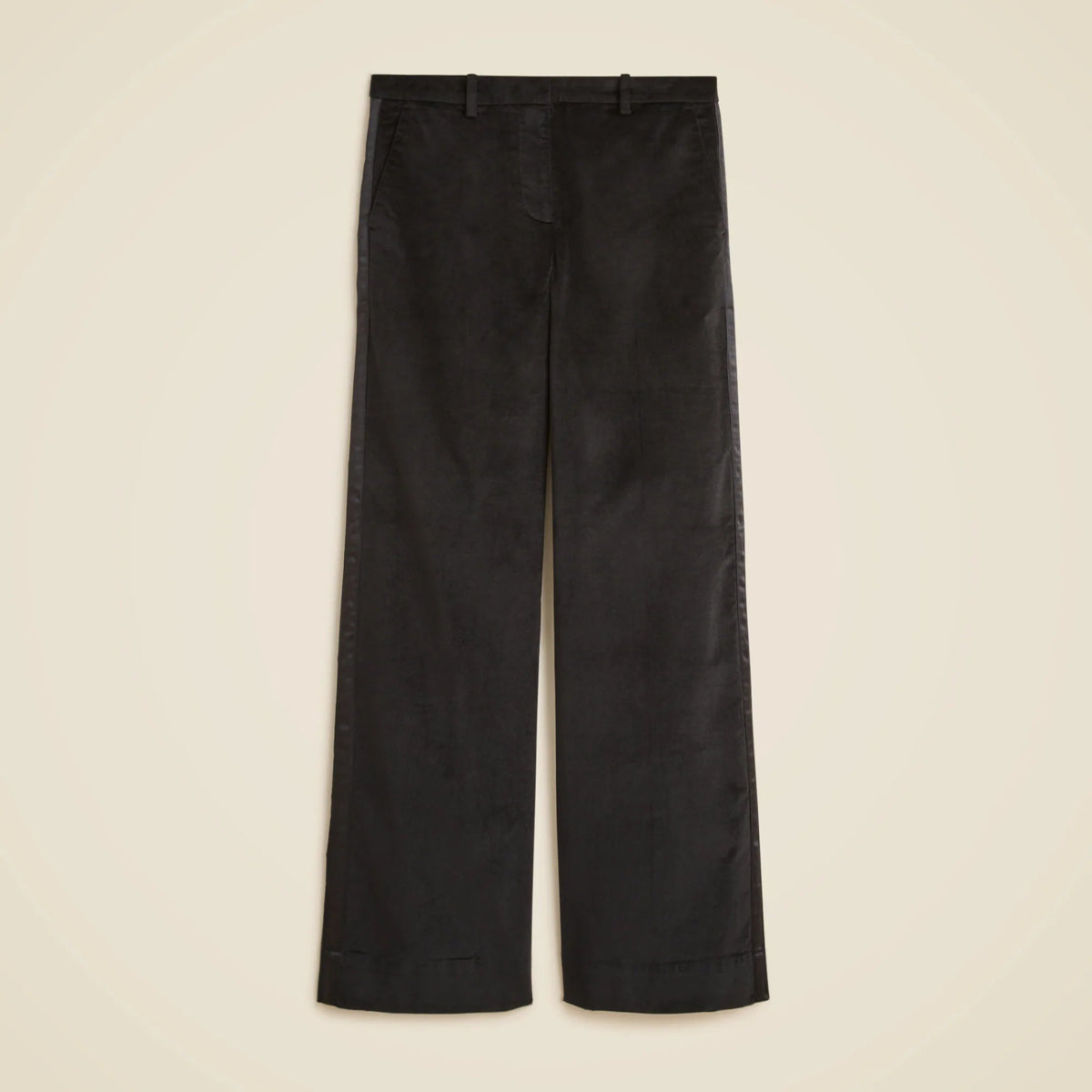 Petite wide-leg trouser with satin stripe in washed velvet