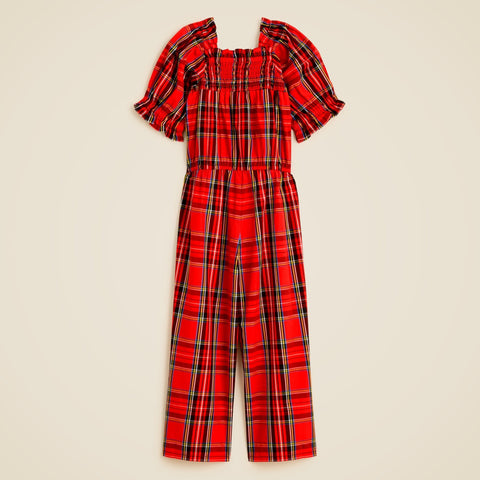 Girls' smocked jumpsuit in Good Tidings plaid