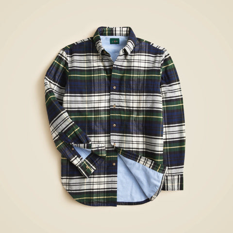 Double-faced brushed cotton oxford overshirt