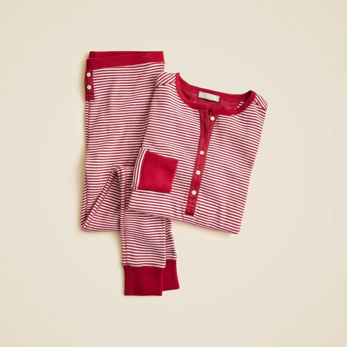 Waffle-knit pajama set in stripe