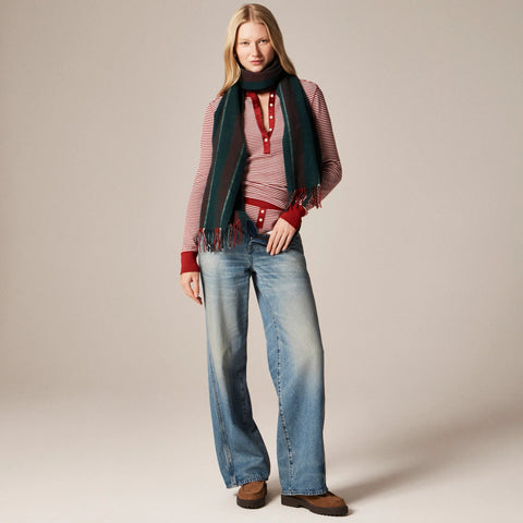 Waffle-knit pajama set in stripe