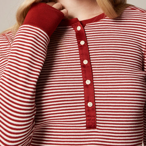 Waffle-knit pajama set in stripe