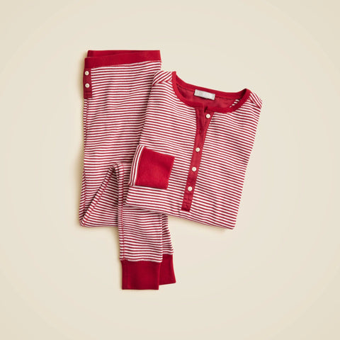 Waffle-knit pajama set in stripe