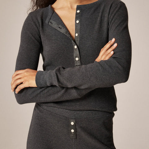 Waffle-knit pajama set