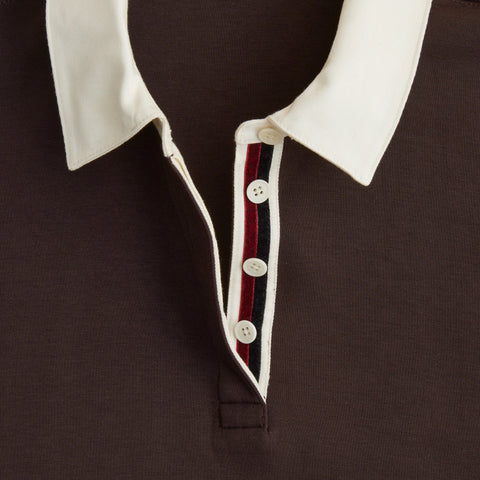 Scuba-knit rugby sweatshirt with velvet trim