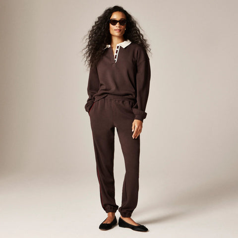 Scuba-knit jogger pant with velvet trim