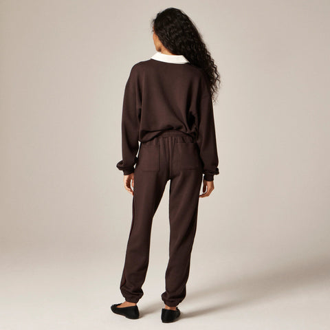 Scuba-knit jogger pant with velvet trim