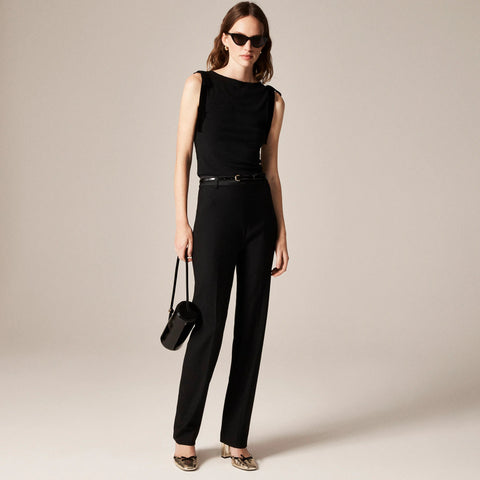 Refined rib shell top with velvet bows