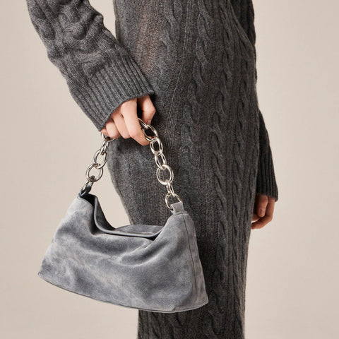 Berkeley small chainlink shoulder bag in suede