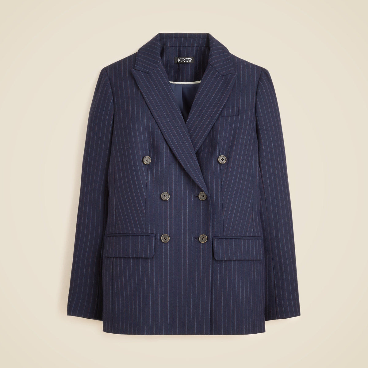 Double-breasted blazer in pinstriped wool blend