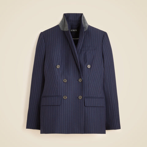 Double-breasted blazer in pinstriped wool blend