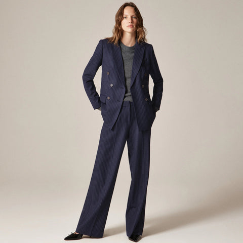 Double-breasted blazer in pinstriped wool blend