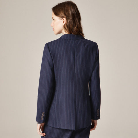 Double-breasted blazer in pinstriped wool blend