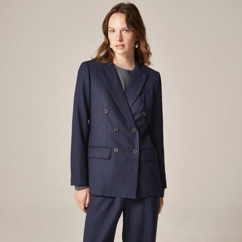 Double-breasted blazer in pinstriped wool blend