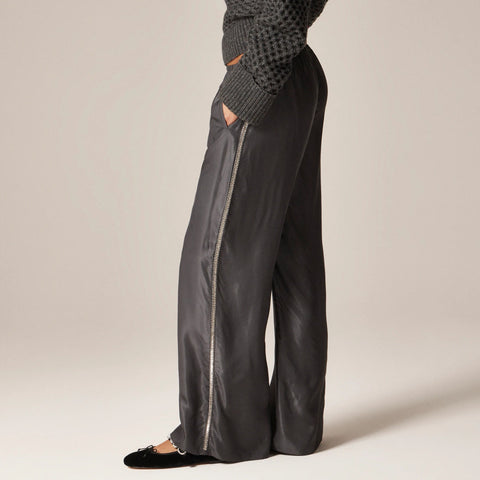 Cosmo pant in viscose twill with embellished side stripe