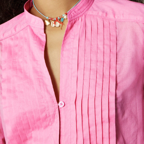 Pintuck top in cotton voile