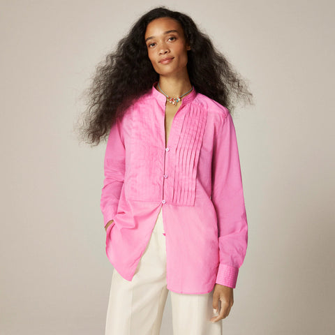 Pintuck top in cotton voile