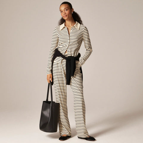 Soft rib cardigan top in stripe