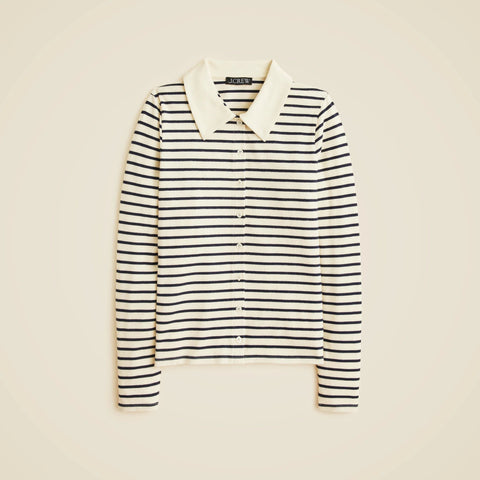 Soft rib cardigan top in stripe
