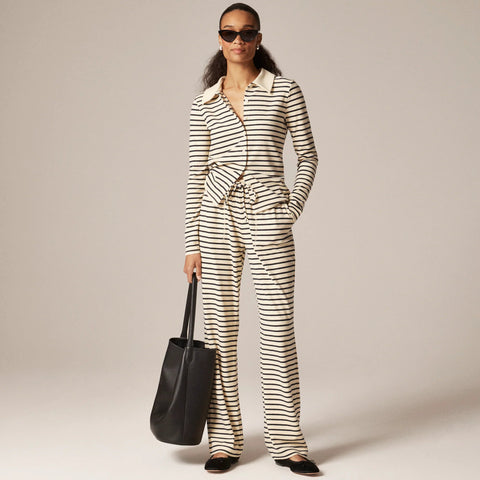 Soft rib wide-leg pant in stripe