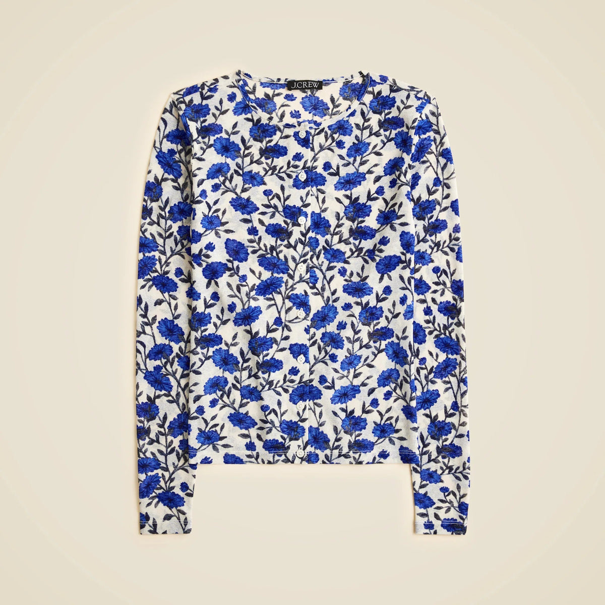 Sheer mesh cardigan top in toile print