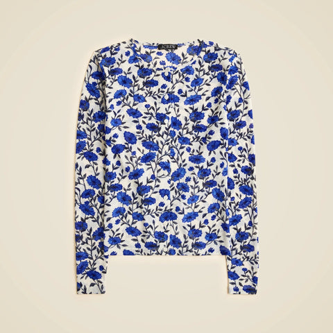 Sheer mesh cardigan top in toile print