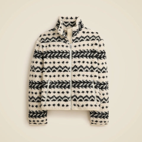 Sherpa fleece zip-up jacket in jacquard