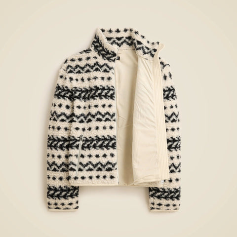 Sherpa fleece zip-up jacket in jacquard