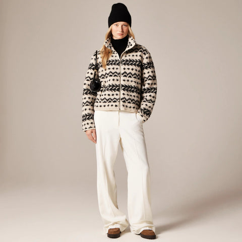 Sherpa fleece zip-up jacket in jacquard