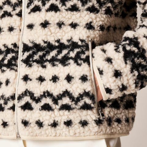 Sherpa fleece zip-up jacket in jacquard