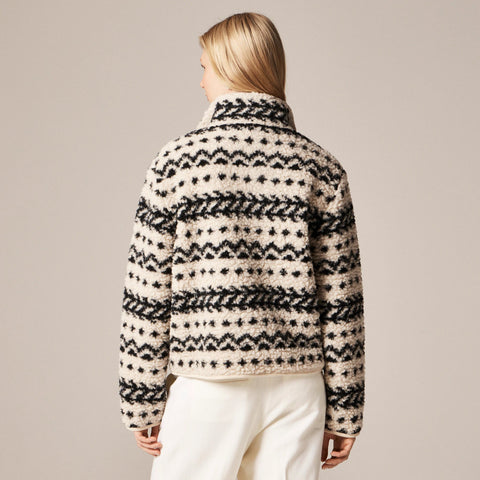 Sherpa fleece zip-up jacket in jacquard