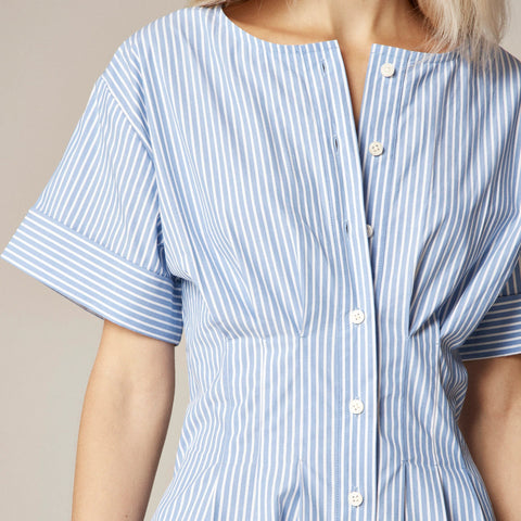 Wren mini shirt-dress in striped cotton-blend poplin