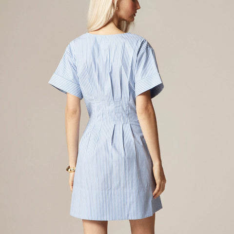 Wren mini shirt-dress in striped cotton-blend poplin