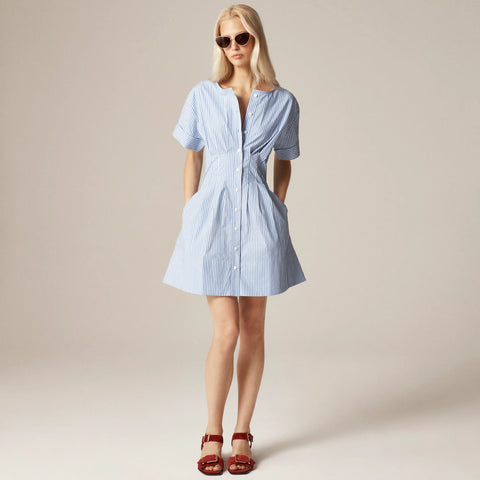 Wren mini shirt-dress in striped cotton-blend poplin