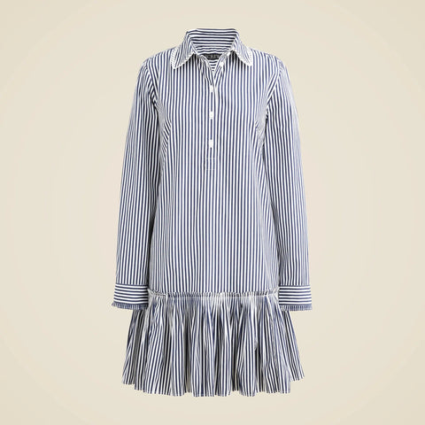Amelia long-sleeve shirt-dress in striped cotton poplin